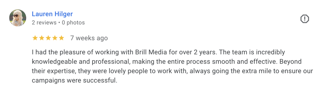Client review of Brill Media