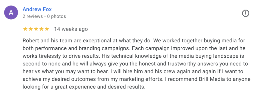 Client review of Brill Media