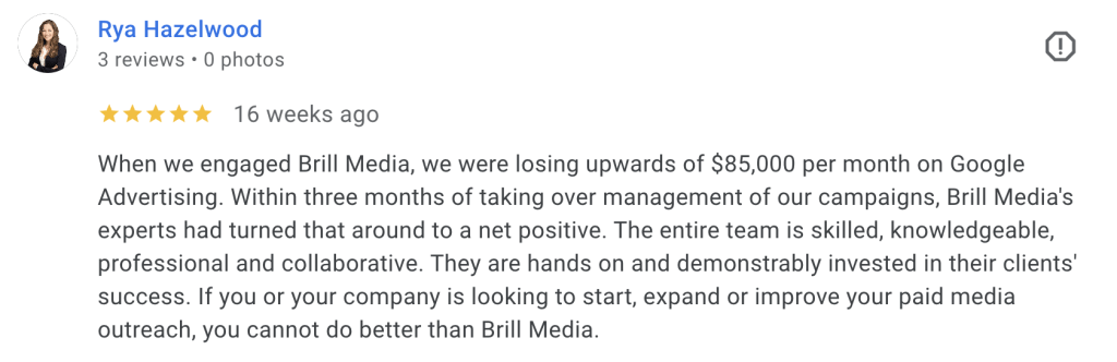 Client review of Brill Media