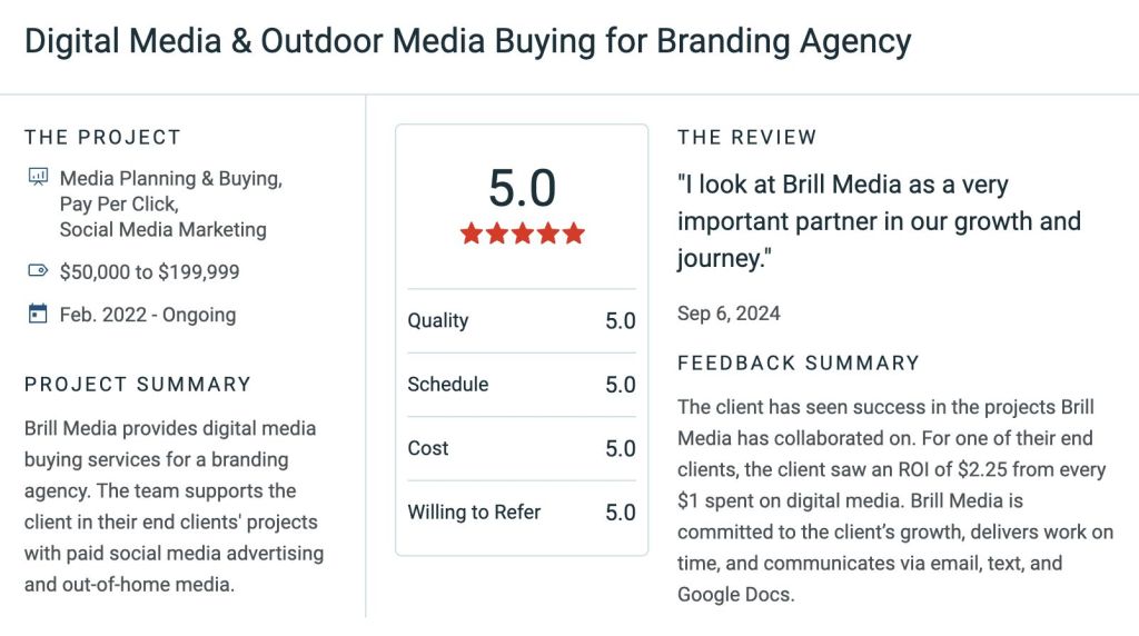Client review of Brill Media